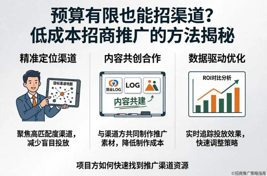 预算有限也能招渠道？低成本招商推广的方法揭秘，项目方如何快速找到推广渠道资源配图