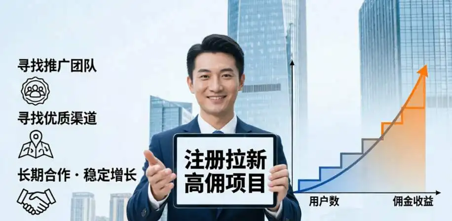 注册拉新高佣项目发布:寻找推广团队与渠道资源,长期合作实现稳定用户增长配图