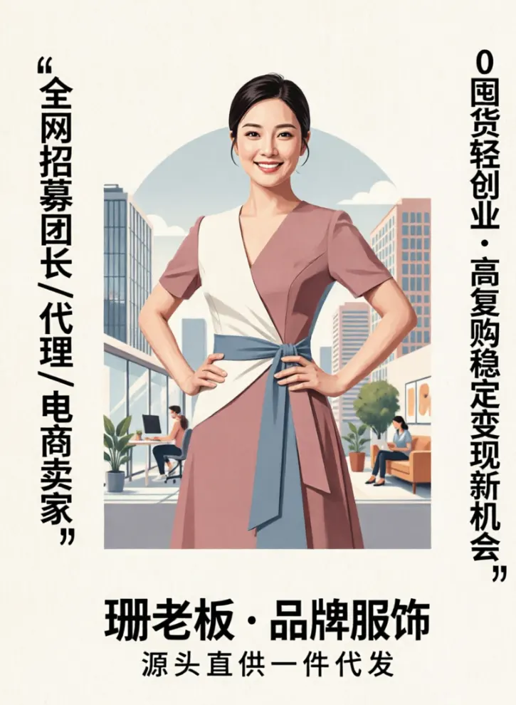 【珊老板・品牌服饰｜源头直供一件代发】全网招募团长/代理/电商卖家，0囤货轻创业，高复购稳定变现新机会配图