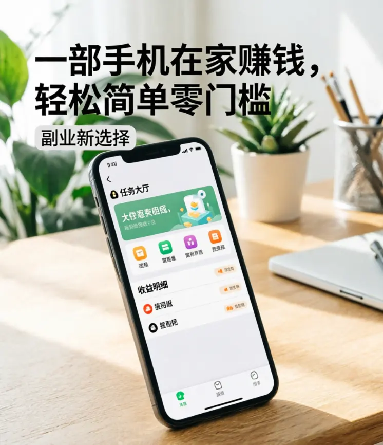 一部手机在家赚钱,轻松简单零门槛|副业新选择配图