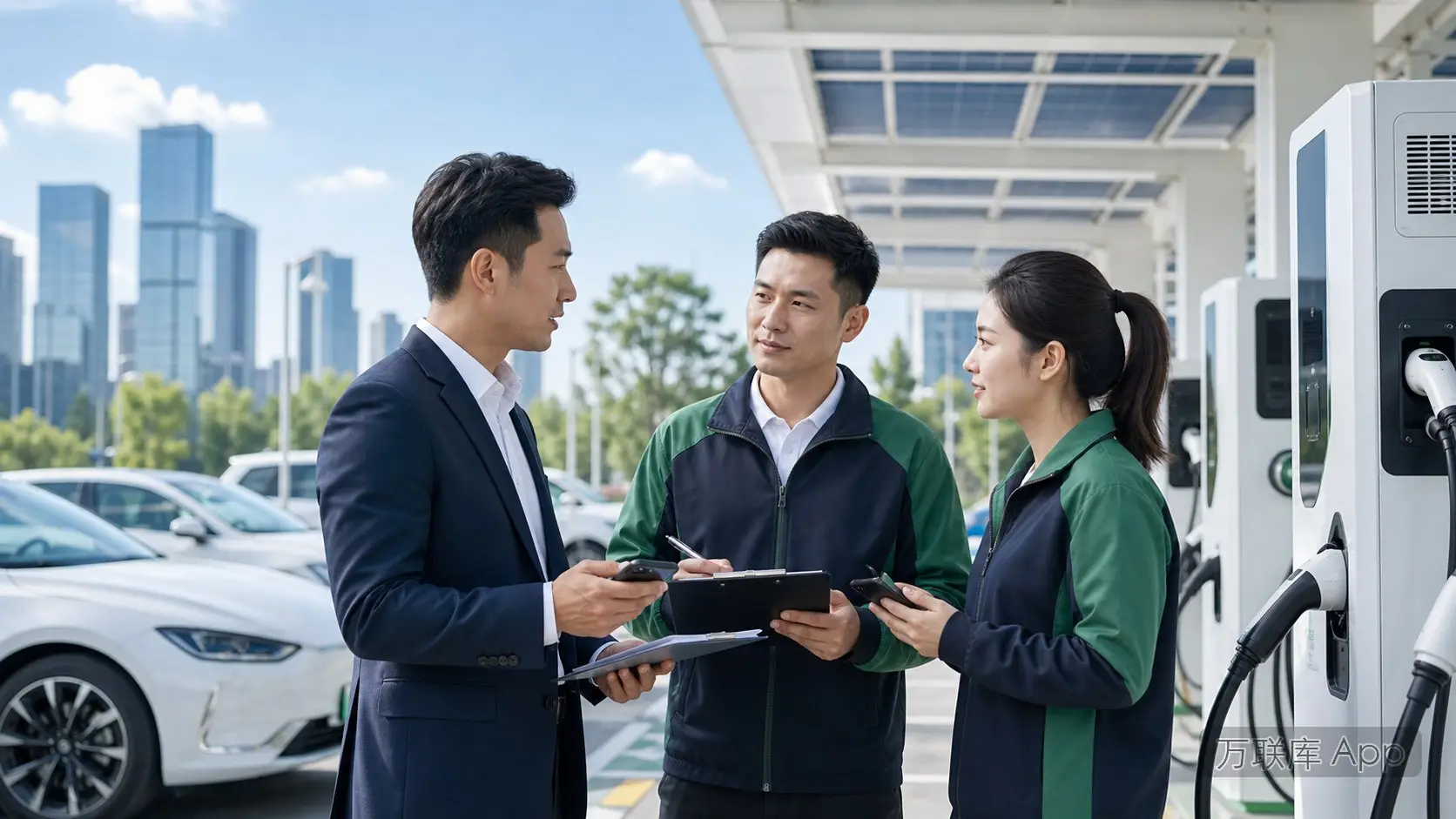 项目方在万联库 App 发布充电场景地推合作信息的商务场景图
