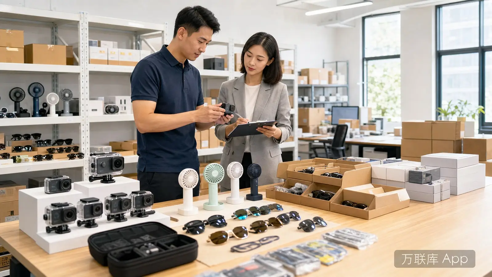 项目方在万联库 App 发布夏日小商品货源合作信息的商务场景图