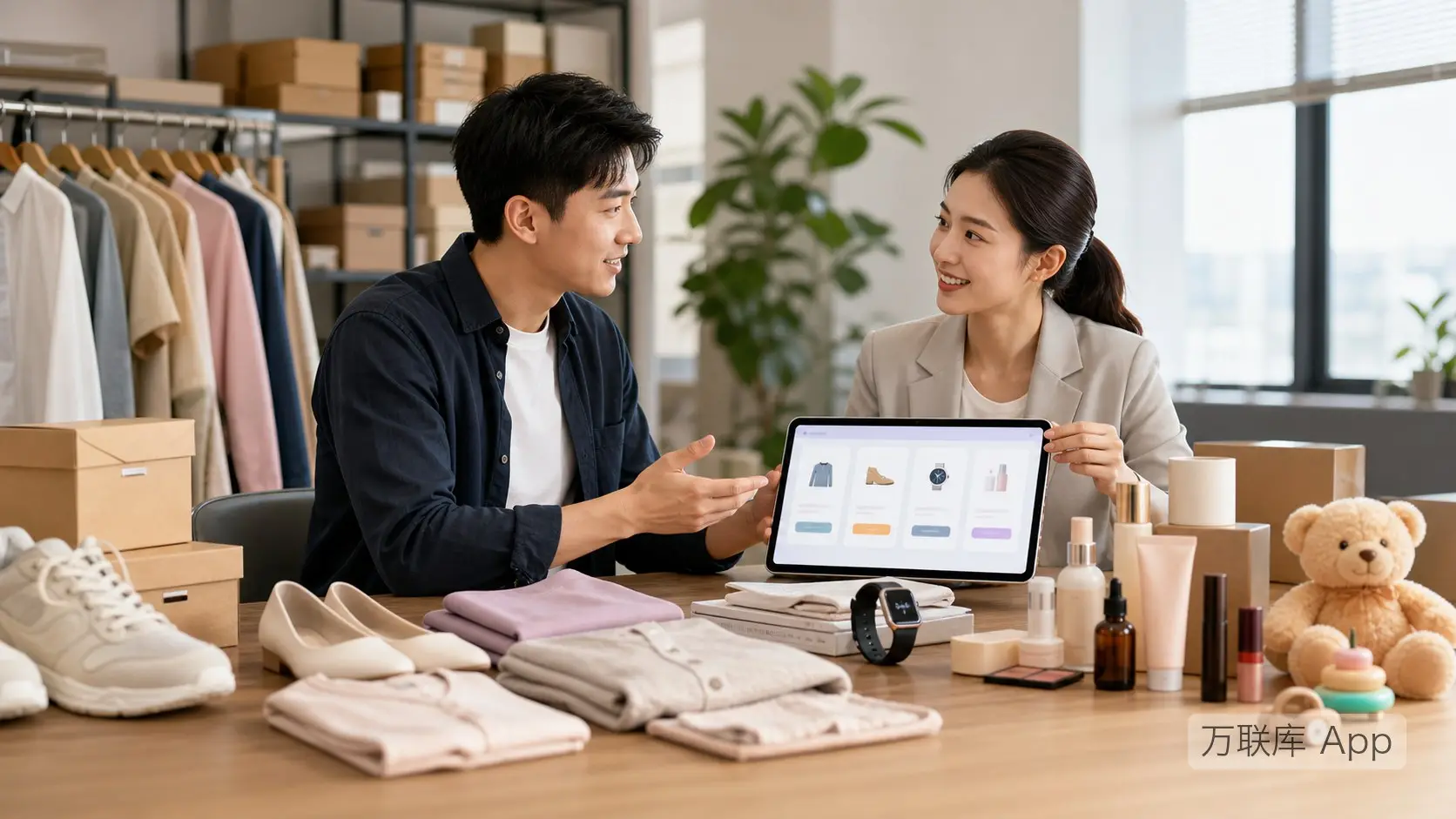 项目方在万联库 App 发布私域分销渠道合作资源信息的商务场景图